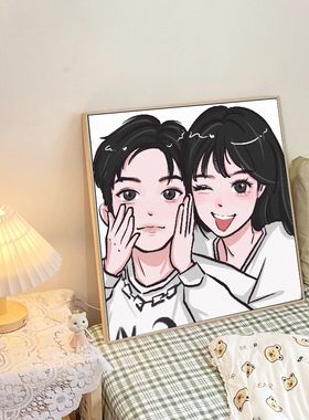 星蝶公主我要变成装饰画油画布打印头像卡通有框画像定制真人照片