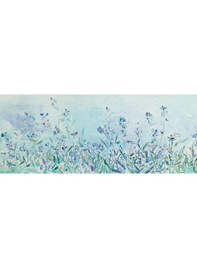 手绘油画氛围感卧室床头横版挂画