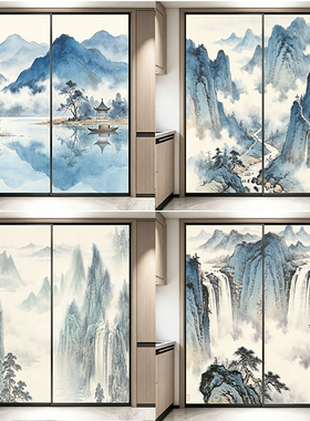 可定制山水透光不透明防窥贴