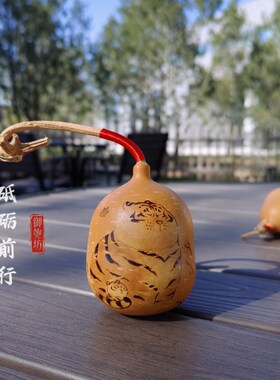 御匏坊一物一图天然真葫芦烙画摆件不二马胖虎带龙头客厅可爱装饰