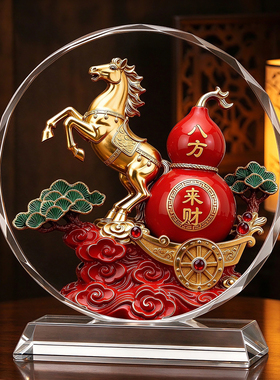八方来财葫芦水晶摆件公司客厅玄关鸿运当头乔迁招财福禄进门摆台