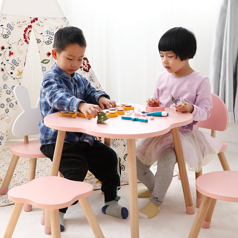 Children's table and chair set for reading, kindergarten, doll's home, eating, home early education learning table, baby cartoon small table