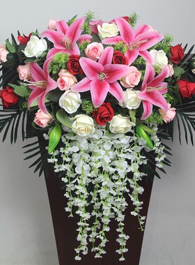 演讲台花仿真花会议室发言台挂花主席台装饰花宾迎会议桌假花摆件