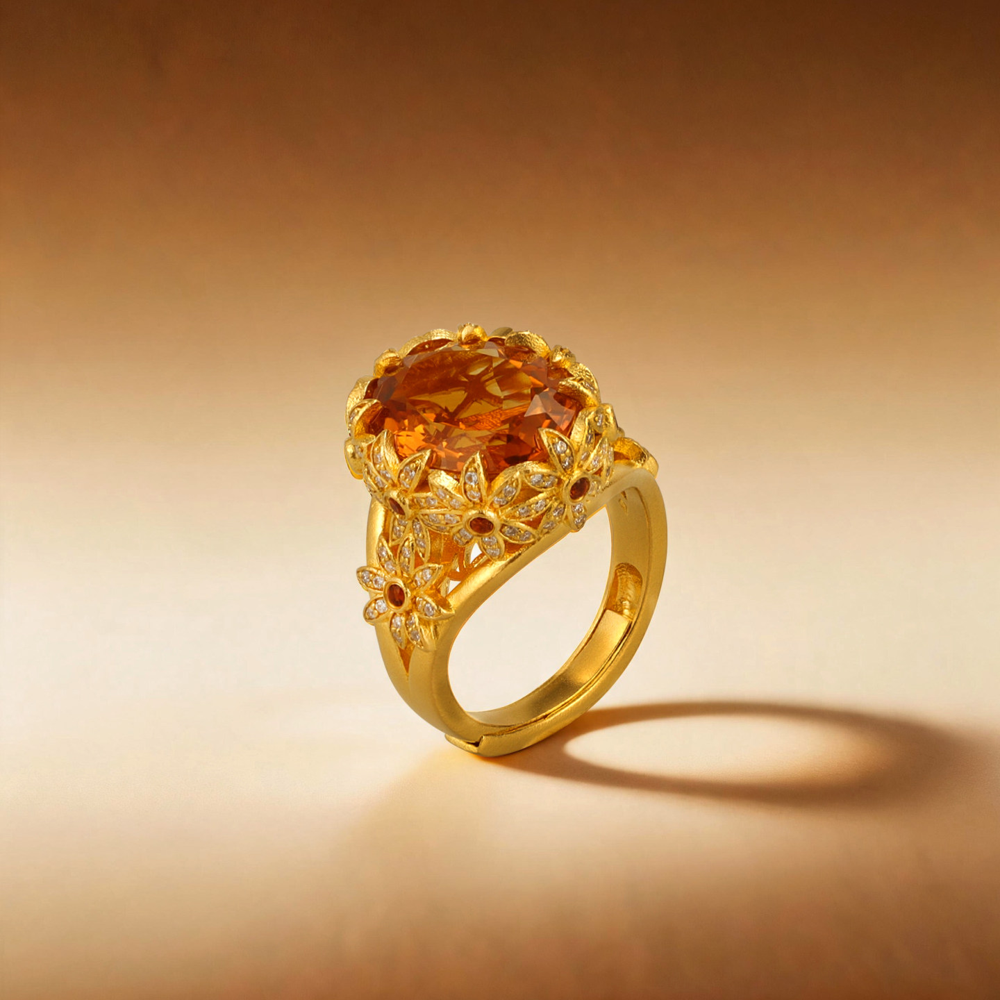 De Share lilac jewelry gold ring women's pure gold 999 ring inlaid ring Nes original high-end