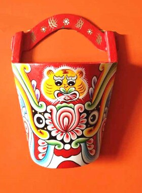 鼎麓 民间手工艺品 木桶脸谱 彩绘挂件 家居装饰 陕西宝鸡特色