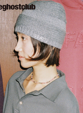 niceghostclubFFATS刺绣针织冷帽韩系慵懒风毛线帽秋冬男女包头帽