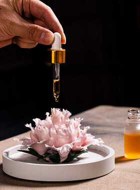 非遗手捏陶瓷牡丹花香薰香插两用莲花玫瑰摆件可制定logo工艺品