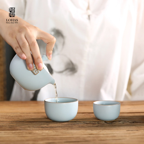 【台湾陆宝】茶具家用中式泡茶一壶两杯快客杯便携式旅行茶具洄澜 - 图0