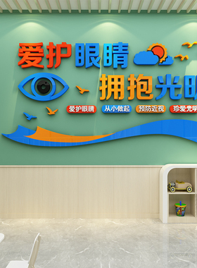爱护眼睛眼镜店装饰品形象背景墙面贴纸画创意广告海报橱窗玻璃门