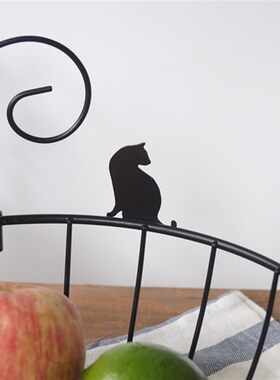 树下盒 日式杂货高贵猫咪姿态铁艺水果篮 客厅零食收纳金属果盆