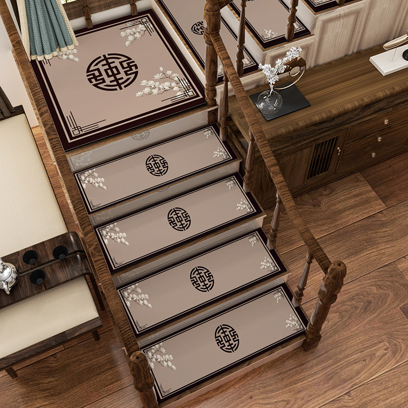 Solid wood stair step mats, new Chinese style absorbent stair mats, non-slip washable floor mats, stair step mats, carpets