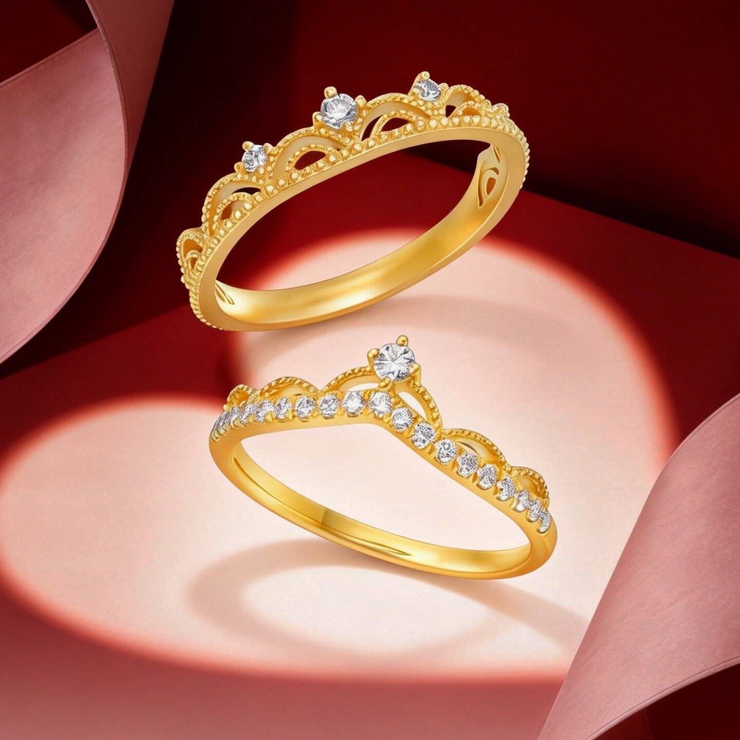 Chao Acer intangible cultural heritage filigree gold diamond ring