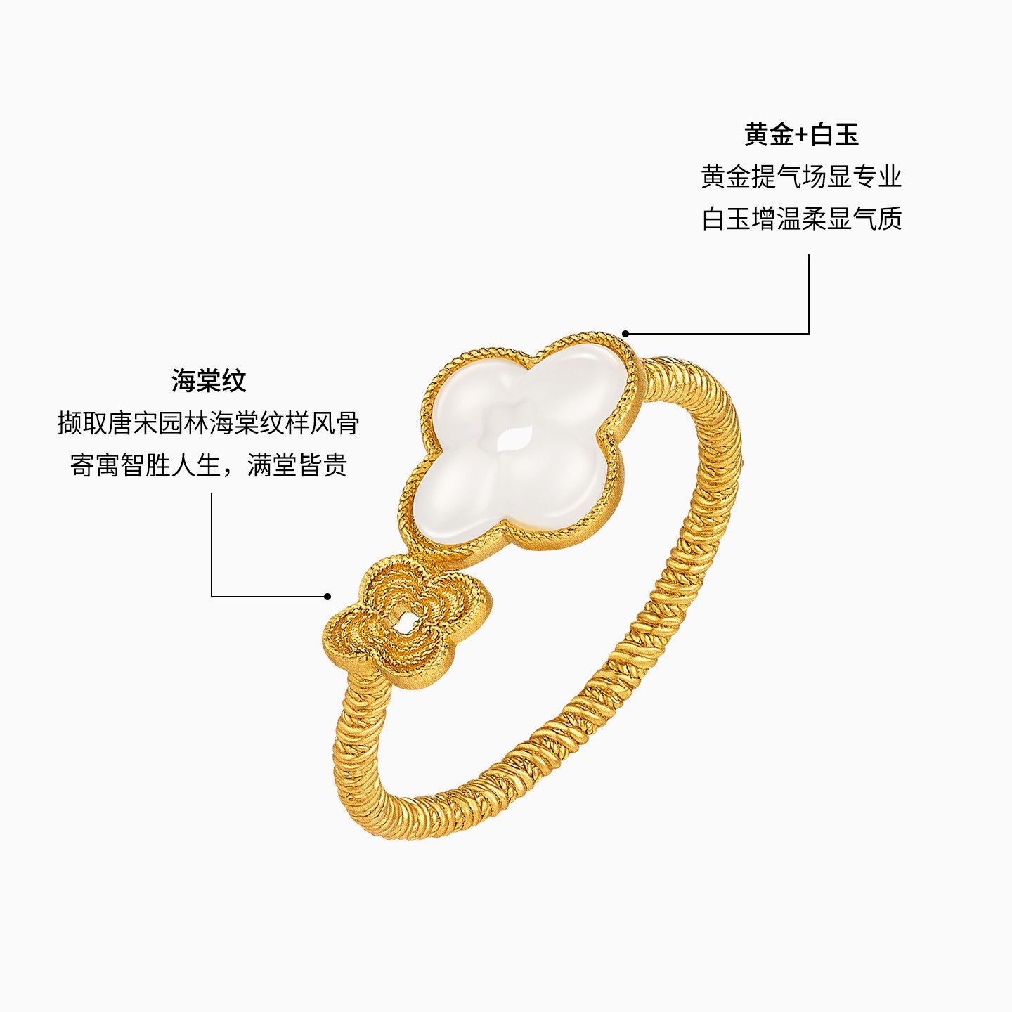 Chao Acer Intangible Cultural Heritage Filigree Begonia Gold Ring