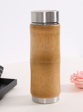 竹水杯竹杯泡茶杯紫砂杯随身杯陶瓷杯车载保温杯不锈钢内胆竹外壳