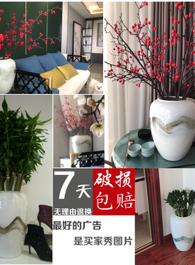 景德镇陶瓷干花花瓶摆件客厅桌面插花神器水培器皿小花盆陶罐陶盆