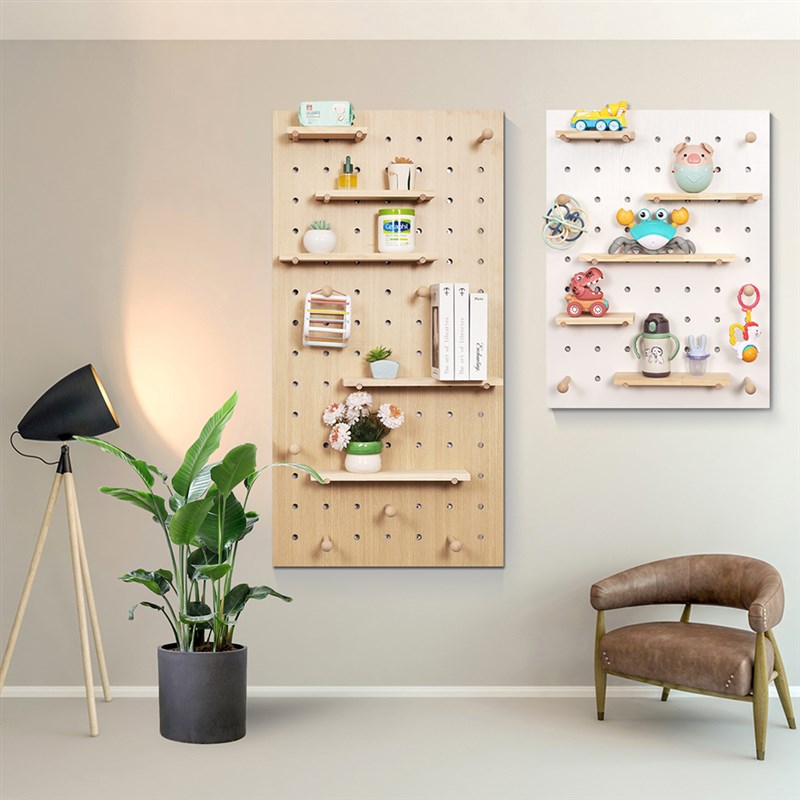 Solid wood hole board wall wall rack custom partition wall desktop bookshelf storage shelf simple hanging board