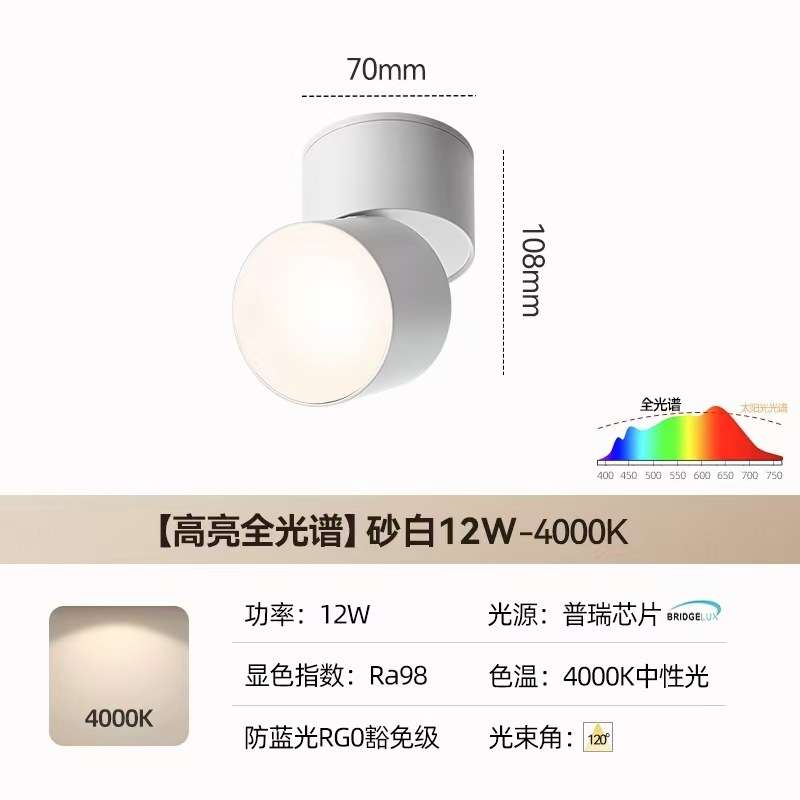 Folding, adjustable angle, surface-mounted bold lamp, anti-glare downlight, ceiling-less main lamp, living room lighting, punch-free spotlight