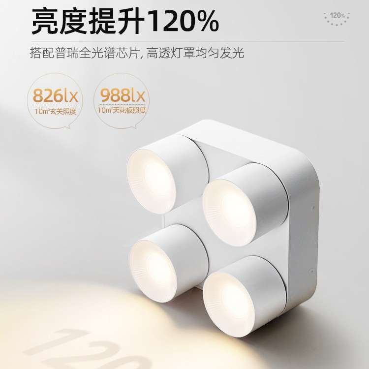 Folding, adjustable angle, surface-mounted bold lamp, anti-glare downlight, ceiling-less main lamp, living room lighting, punch-free spotlight