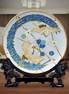 白鹭雪梅仿古摆件陶瓷贴金漆线雕工艺品家居饰品厦门伴手礼纪念品
