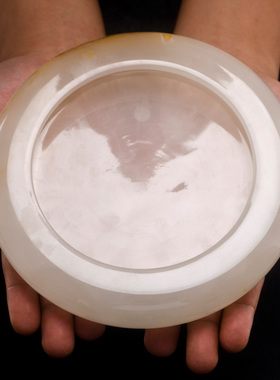 石诚记天然玉石高档中式烟灰缸大理石石头创意家用客厅大号办公室