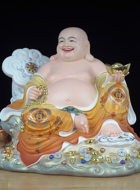 大肚笑佛招财客厅供奉家用店铺开业礼品仿陶瓷工艺品弥勒佛摆件