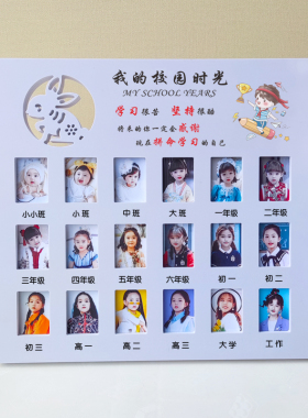 校园旅程儿童成长记录1-18岁小小班上学宝宝照片生肖创意挂墙相框