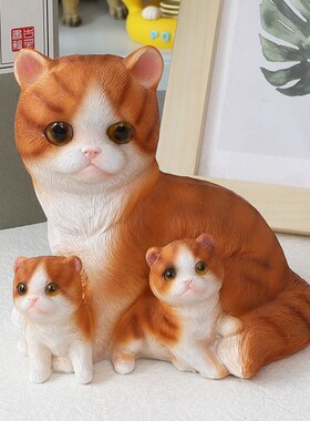 可爱母子猫摆件桌面花园办公室解压治愈系装饰品创意小猫咪送礼物