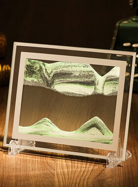 3d流沙画圆形玻璃工艺品沙漏生日礼物创意礼品客厅摆件商务礼品
