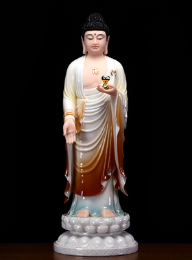 汉白玉西方三圣站像摆件家用供奉阿弥陀佛佛像观世音菩萨神像摆件