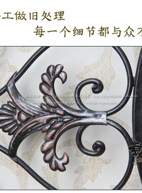 家居客厅装饰铁艺挂钟跳秒复古黑色做旧金属墙锺美式乡村个性钟表