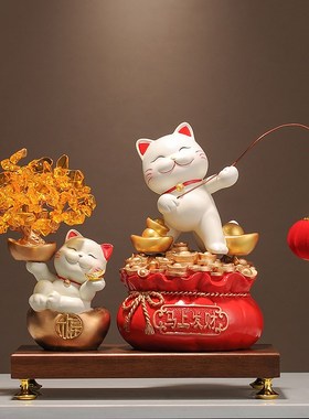 招财猫聚宝盆摆件新中式乔迁店铺开业礼物客厅前台装饰摆设礼品