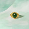 Saturday blessing gold inlaid jade women's ring, golden and jade marriage