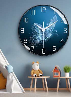 现代时尚轻奢挂钟艺术静音挂墙钟表客厅家用石英意简约挂自动对时