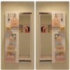 Cream solid wood hole board dressing mirror integrated entrance entrance hidden sliding full-body mirror door rear wall storage rack