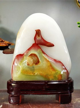 天然阿富汗玉石观赏石头摆件黄原石桌面客厅博古架装饰奇石办公室
