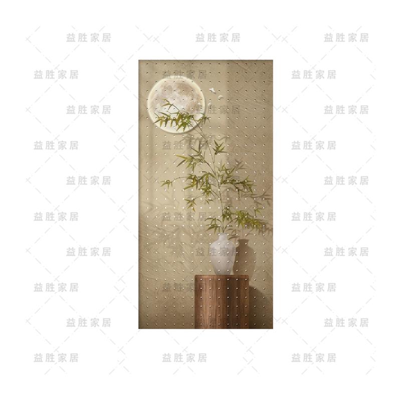 Medieval style solid wood perforated board custom bamboo moon pattern custom entry entrance wall perforated board storage rack
