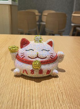 贴钻DIY招财猫摆件生日礼物客厅装饰品糖果盒桌面收纳烟灰缸储物