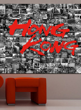 香港夜景大尺寸无框画 城市全景巨幅装饰画 定做酒吧卡拉ok背景画