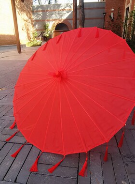 70cm复古古典舞红色伞仿绸布旗袍秀道具 新古典风格油纸伞