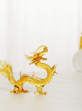 十二生肖龙摆件 水晶电视柜酒柜玄关儿童房家居轻奢装饰品小茶宠