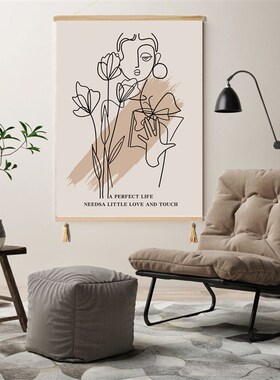 侘寂风客厅装饰画沙发背景卧室床头简约挂画服装店轻奢背景墙装饰