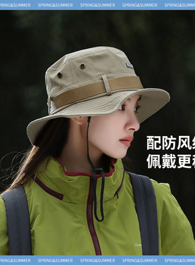 日系工装防晒遮阳大帽檐渔夫帽男女夏季透气户外登山钓鱼帽牛仔帽