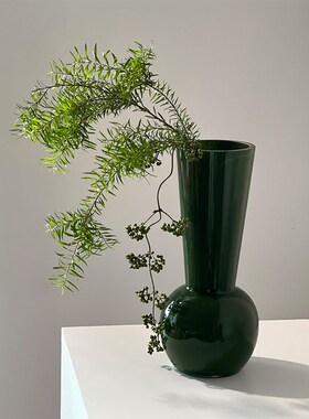 INTHINGS 花瓶高级感轻奢绿色法式复古样板房装饰摆件蝴蝶兰花器