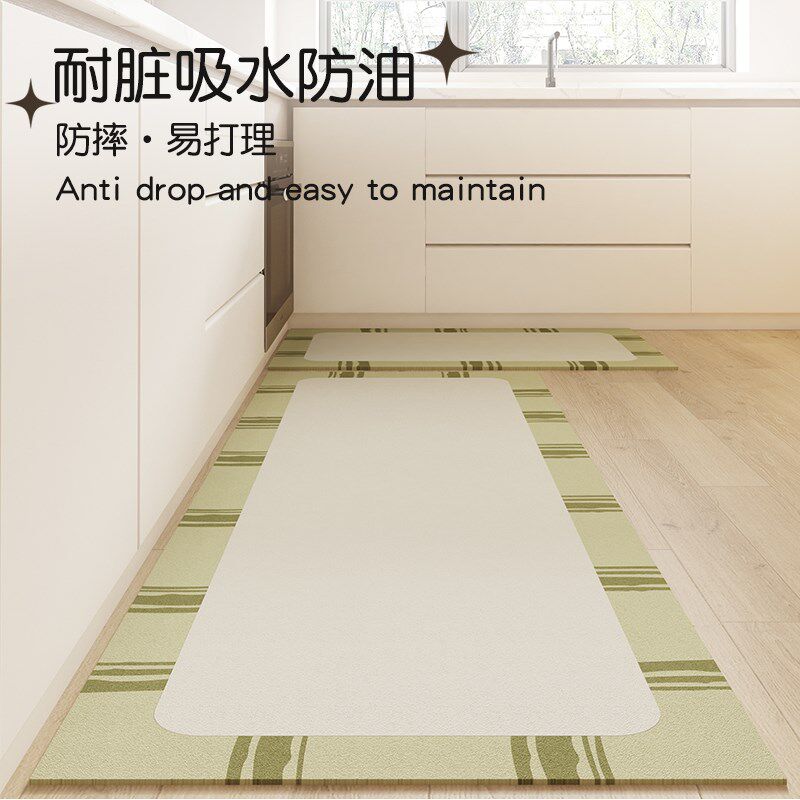 Kitchen floor mat diatom mud water-absorbent anti-slip special carpet no-wash wipeable waterproof and oil-proof door mat can be cut