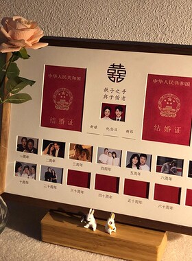 结婚证相框创意桌面摆件周年纪念日摆台礼物婚姻证件登记照像框
