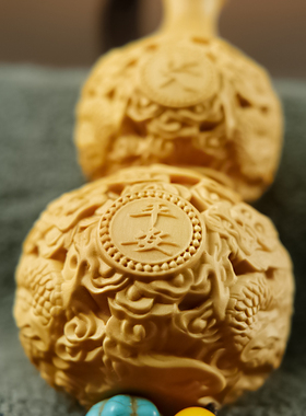 黄杨木雕手把件葫芦汽车挂件小饰品文玩安福禄木质雕刻家居挂饰