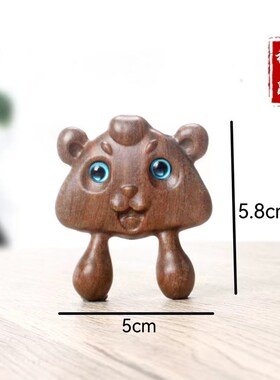 鼻刮按摩器绿檀木动物款鼻部眼部经络刮痧家用小巧便携二指按摩梳