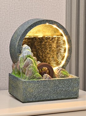 简约假山流水摆件招财水幕循环水客厅玄关入户风水轮开业乔迁礼物
