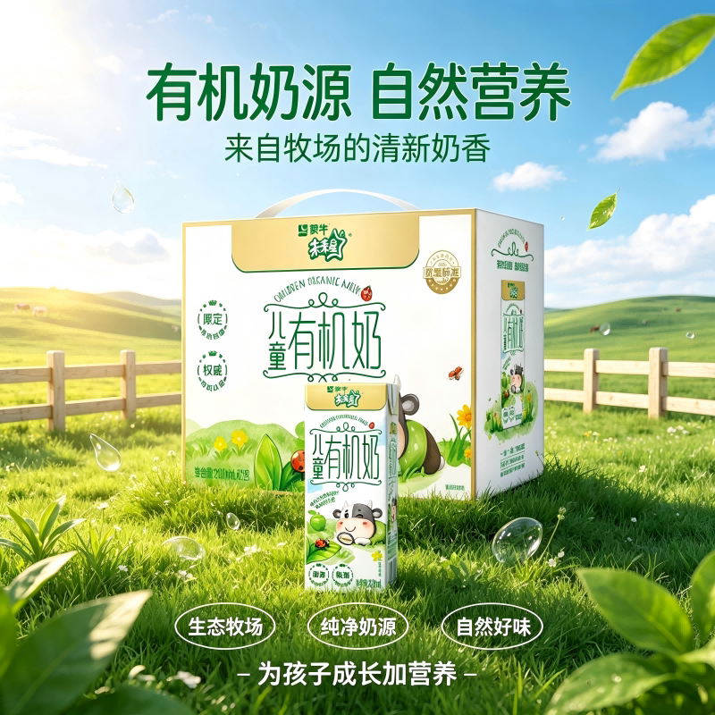 蒙牛未来星儿童有机奶200ml*12盒整箱现货批发专为儿童设计有机奶