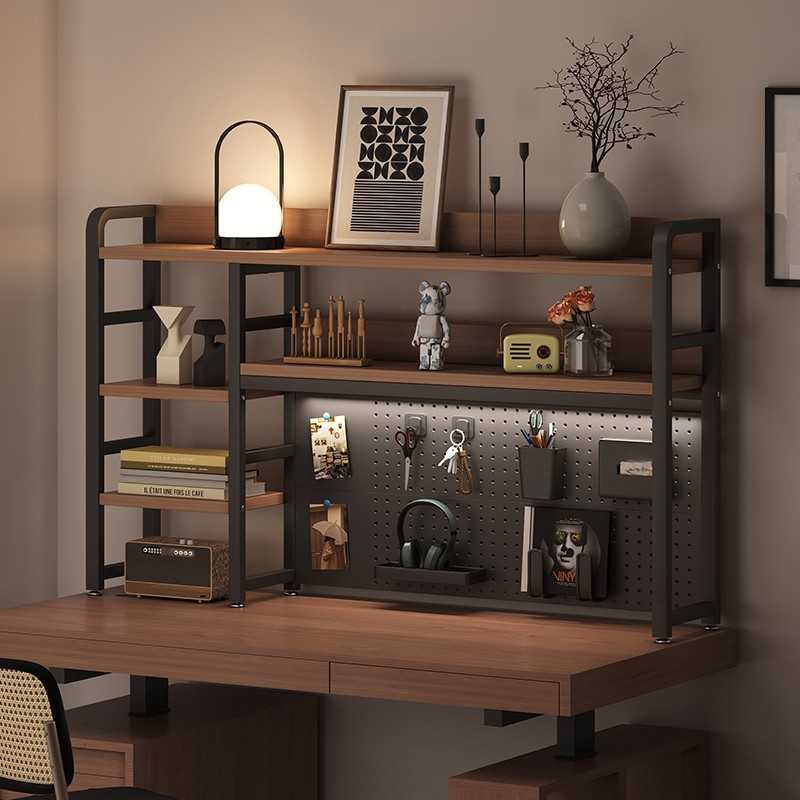 Hole board bookshelf desktop storage shelf home office desk desk multi-layer iron table student computer desk
